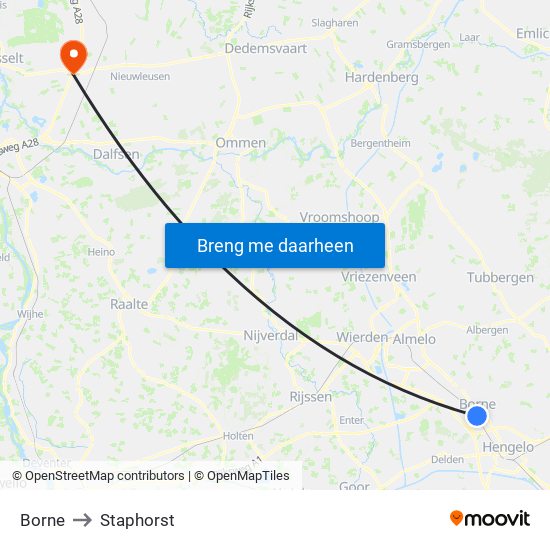 Borne to Staphorst map