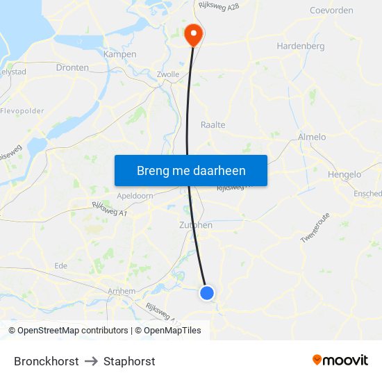Bronckhorst to Staphorst map