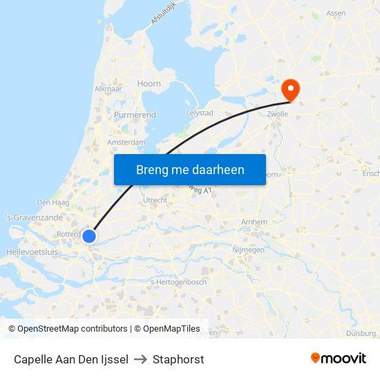 Capelle Aan Den Ijssel to Staphorst map