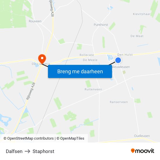 Dalfsen to Staphorst map