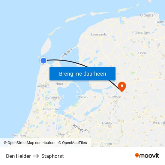 Den Helder to Staphorst map