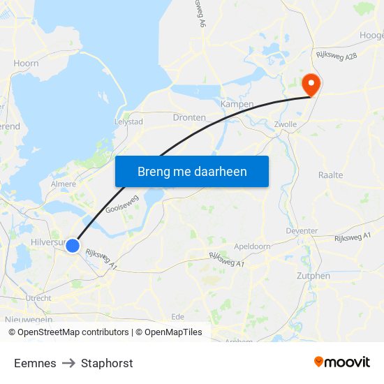Eemnes to Staphorst map