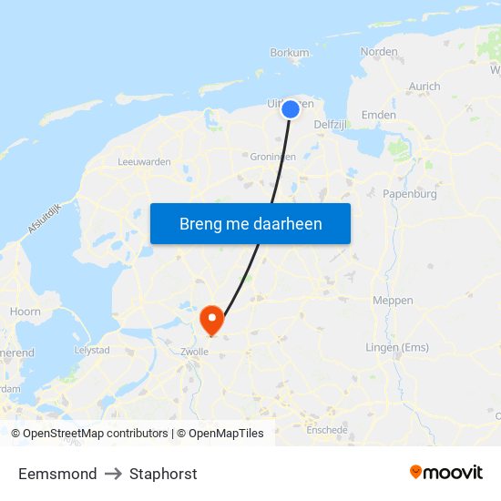 Eemsmond to Staphorst map