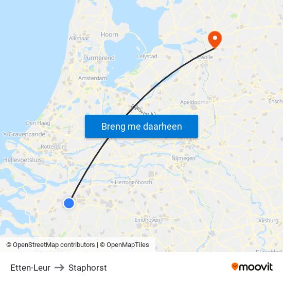 Etten-Leur to Staphorst map