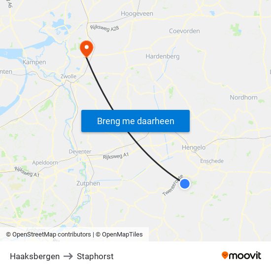 Haaksbergen to Staphorst map