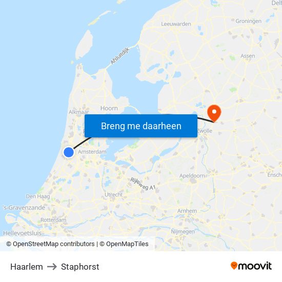 Haarlem to Staphorst map