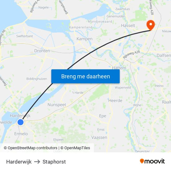 Harderwijk to Staphorst map