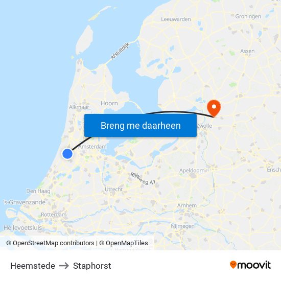 Heemstede to Staphorst map