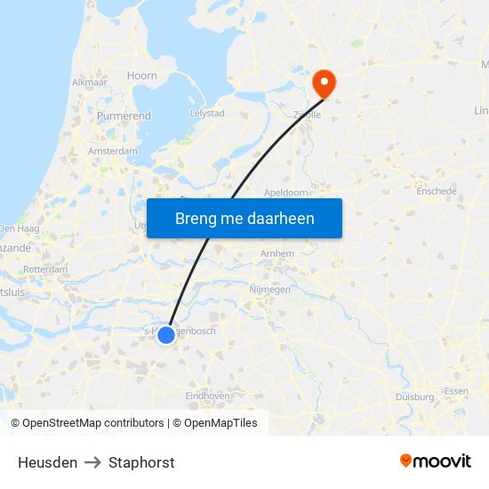 Heusden to Staphorst map
