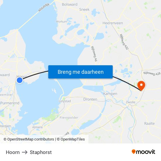 Hoorn to Staphorst map