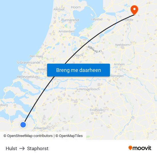 Hulst to Staphorst map