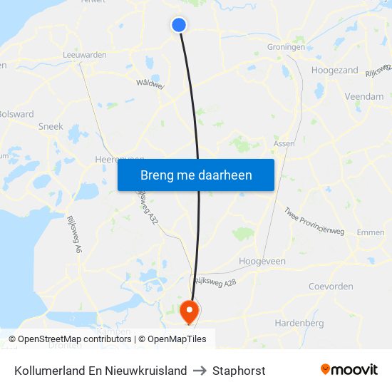 Kollumerland En Nieuwkruisland to Staphorst map