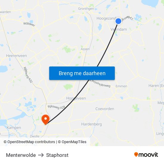 Menterwolde to Staphorst map