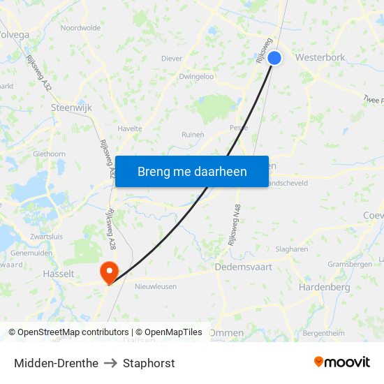 Midden-Drenthe to Staphorst map