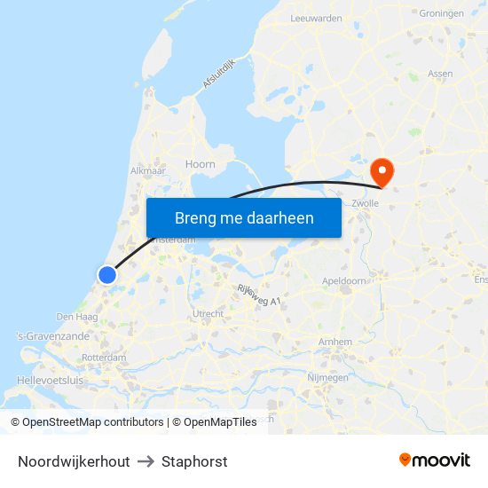 Noordwijkerhout to Staphorst map