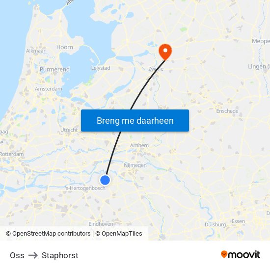Oss to Staphorst map