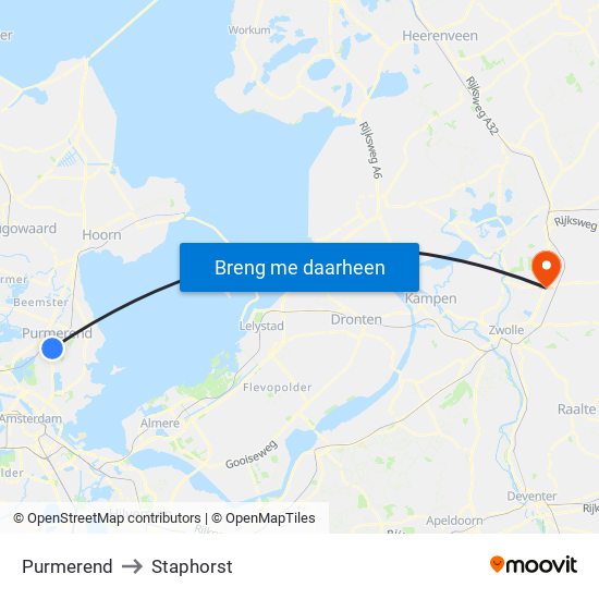 Purmerend to Staphorst map