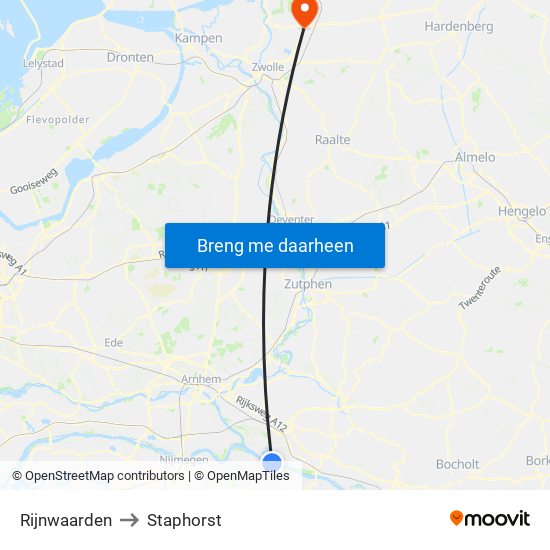 Rijnwaarden to Staphorst map