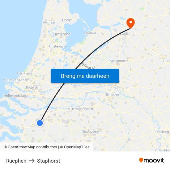 Rucphen to Staphorst map