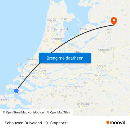 Schouwen-Duiveland to Staphorst map