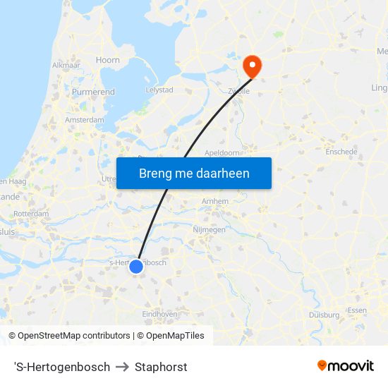 'S-Hertogenbosch to Staphorst map