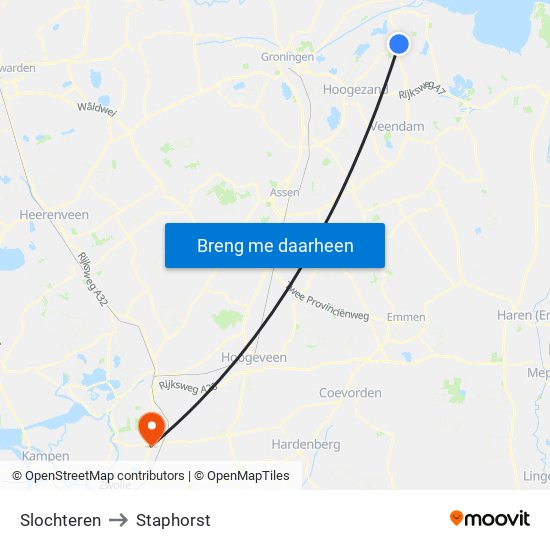 Slochteren to Staphorst map