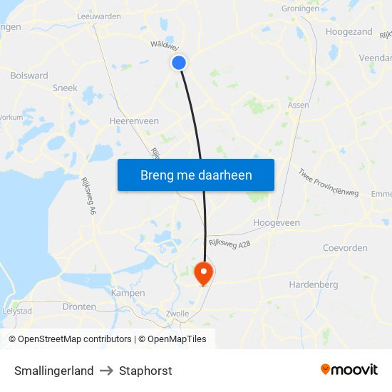 Smallingerland to Staphorst map