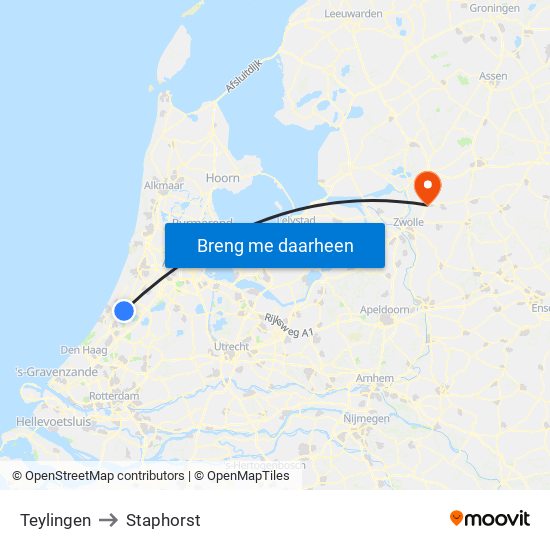Teylingen to Staphorst map