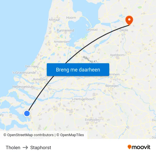 Tholen to Staphorst map