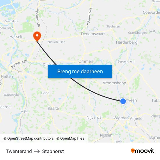 Twenterand to Staphorst map