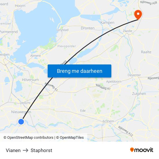 Vianen to Staphorst map