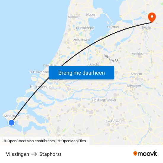 Vlissingen to Staphorst map
