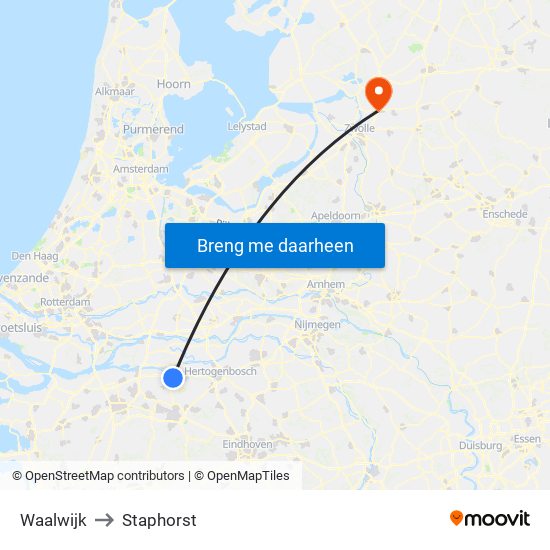 Waalwijk to Staphorst map
