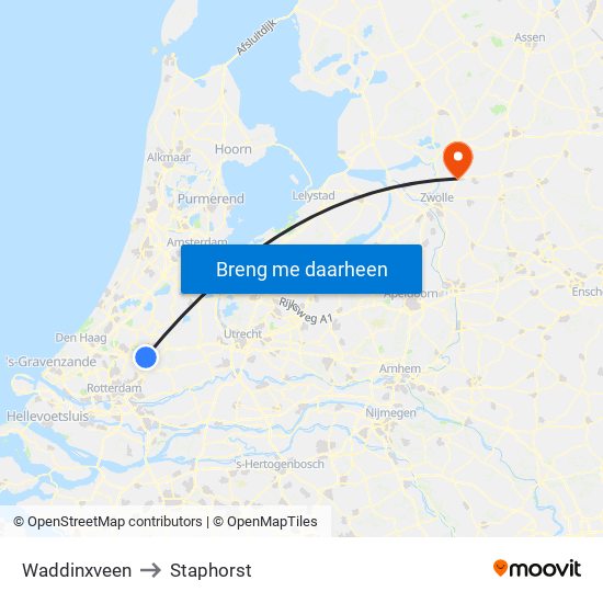 Waddinxveen to Staphorst map