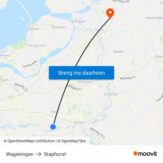 Wageningen to Staphorst map