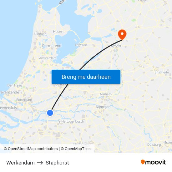 Werkendam to Staphorst map