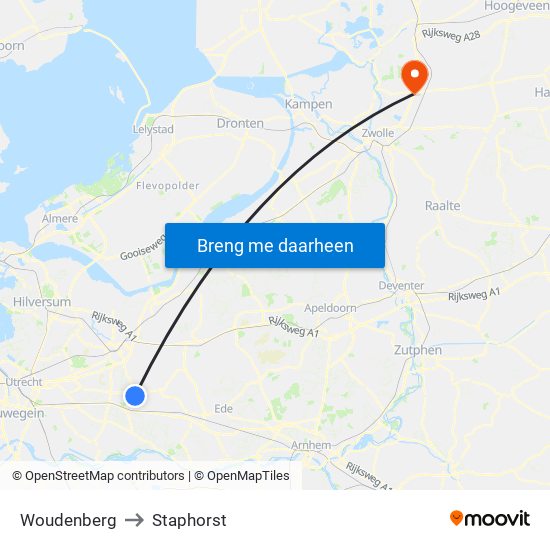 Woudenberg to Staphorst map