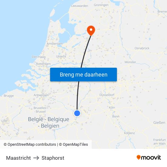 Maastricht to Staphorst map