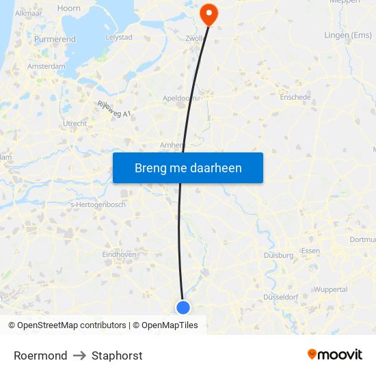 Roermond to Staphorst map