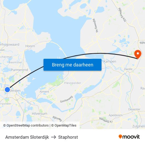 Amsterdam Sloterdijk to Staphorst map