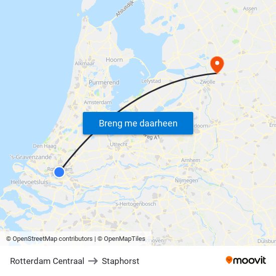 Rotterdam Centraal to Staphorst map