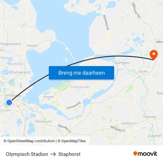 Olympisch Stadion to Staphorst map