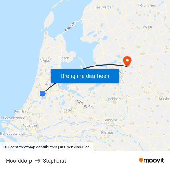 Hoofddorp to Staphorst map