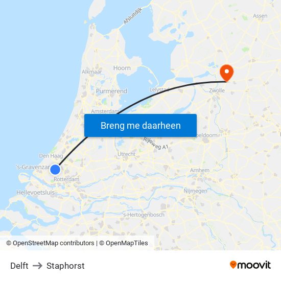 Delft to Staphorst map