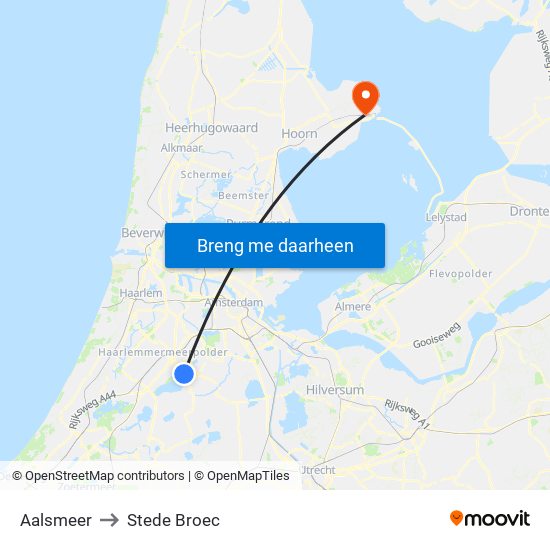 Aalsmeer to Stede Broec map