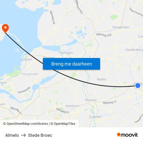 Almelo to Stede Broec map