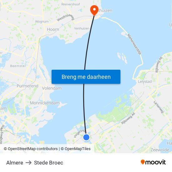 Almere to Stede Broec map