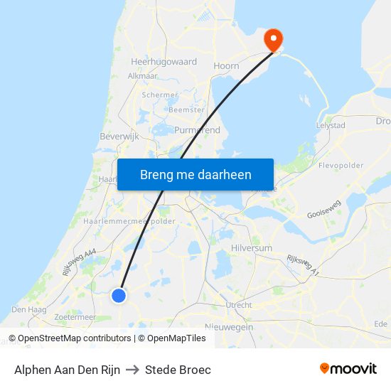 Alphen Aan Den Rijn to Stede Broec map