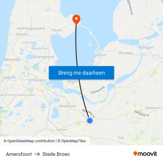 Amersfoort to Stede Broec map