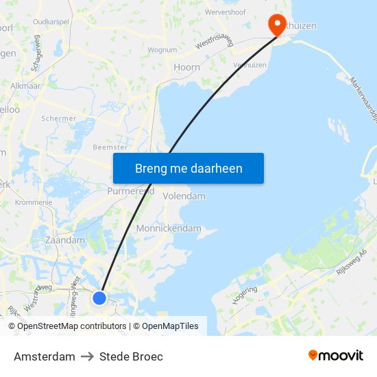 Amsterdam to Stede Broec map